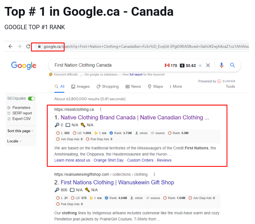 Home top # 1 in google.ca canada 1
