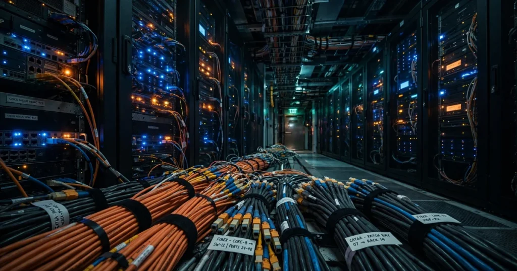 Data centre servers with network lights for Cloudflare Monetization Gateway AI agent payments